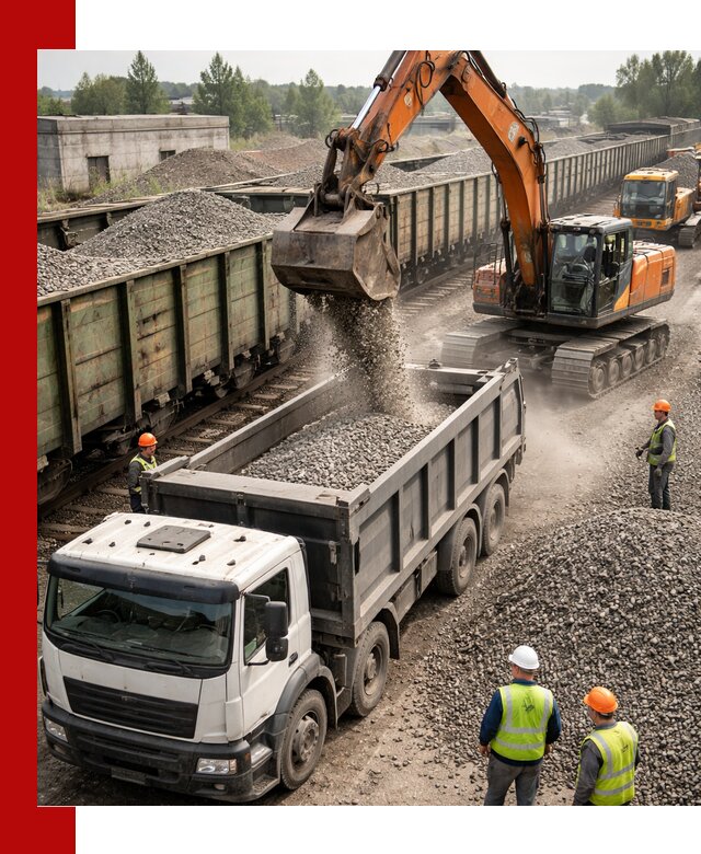 Железнодорожный щебень фракция 25–60 для поставок в Острогожске