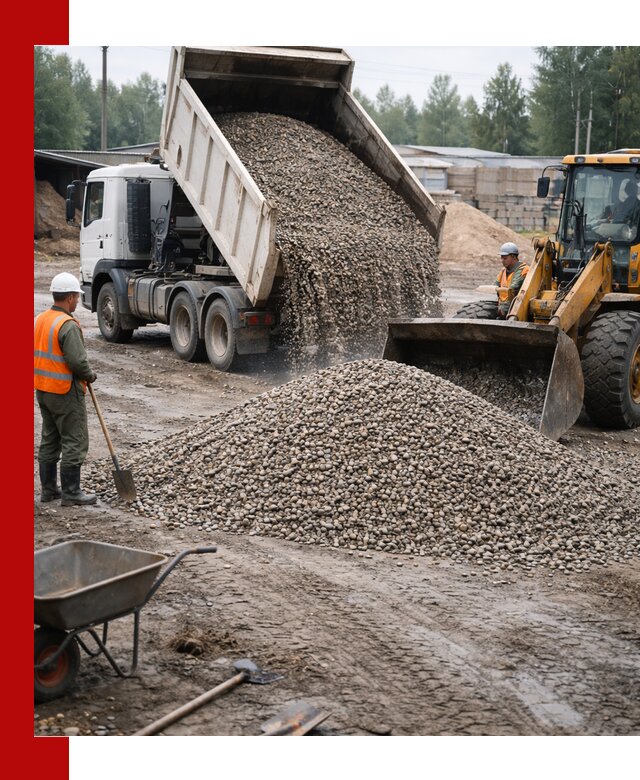 Мытый гравий с доставкой в Острогожске от карьера до участка