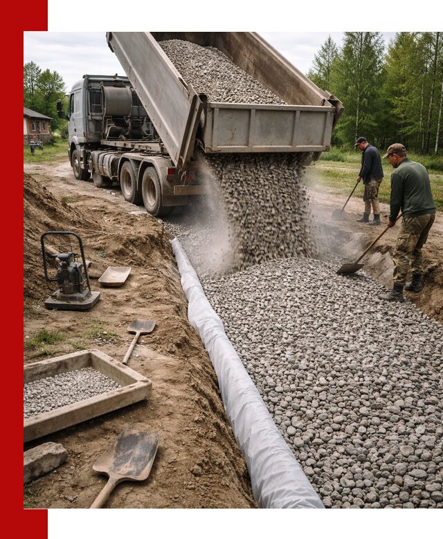 Гравий для дренажа с доставкой в Острогожске качественный и недорогой
