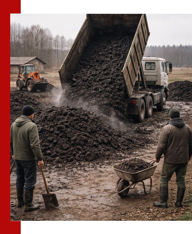 Доставка низинного торфа с разгрузкой и доставкой в Острогожске