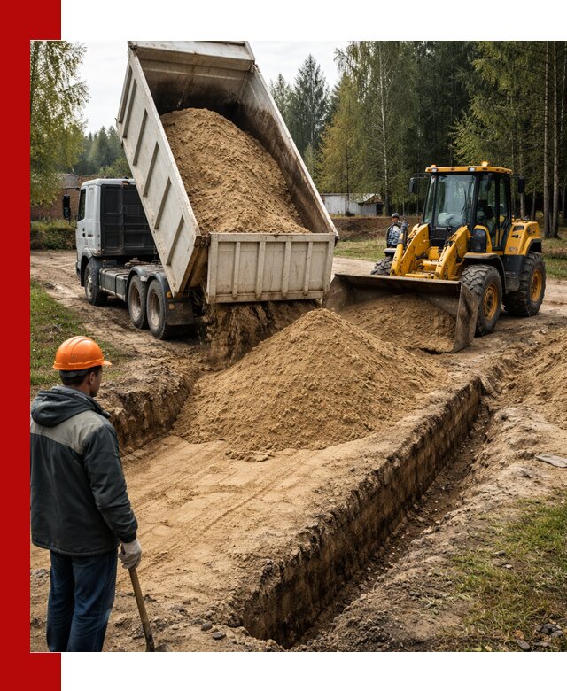 Доставка песчаного грунта в Острогожске для строительных работ