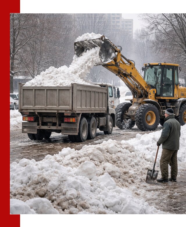Вывоз снега грузовой техникой в Острогожске оперативно и чисто