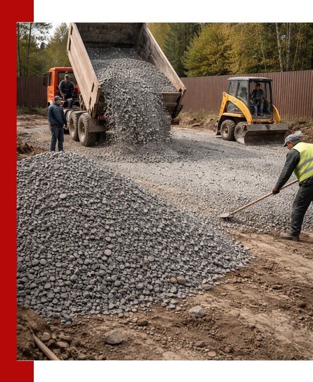 Отсыпка участка щебнем с доставкой и уплотнением в Острогожске